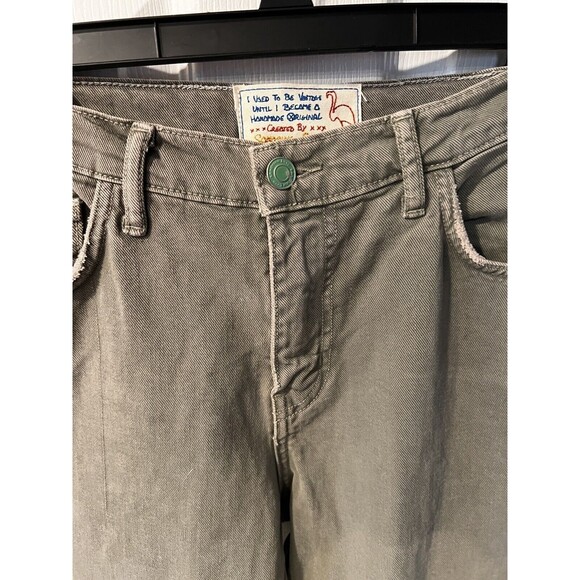 Free people x Sandrine Rose Jeans Womens sz 28 handmade Los Angeles Green - Picture 3 of 10